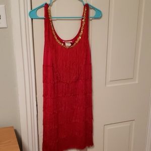 Red fringe dress